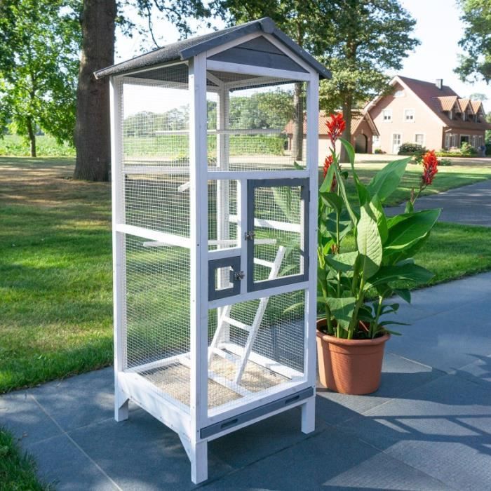 Meilleurs prix pour Volière Cage à oiseaux en bois de haute qualité - Apollo M 302 - 72x60x167cm - Extérieur - Gris