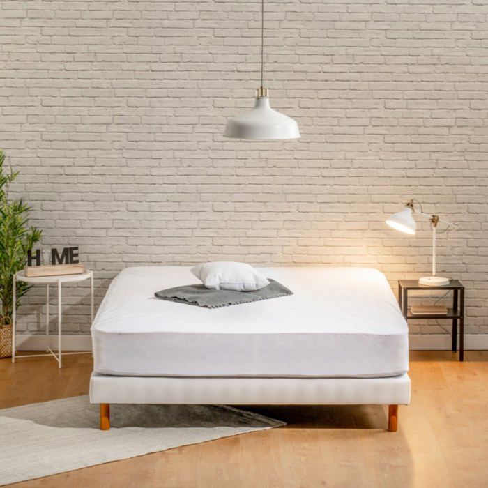 Protège-matelas Alèse Imperméable éponge 90x190cm - Anti taches - Forme drap housse bonnet 25cm - BLEU CALIN