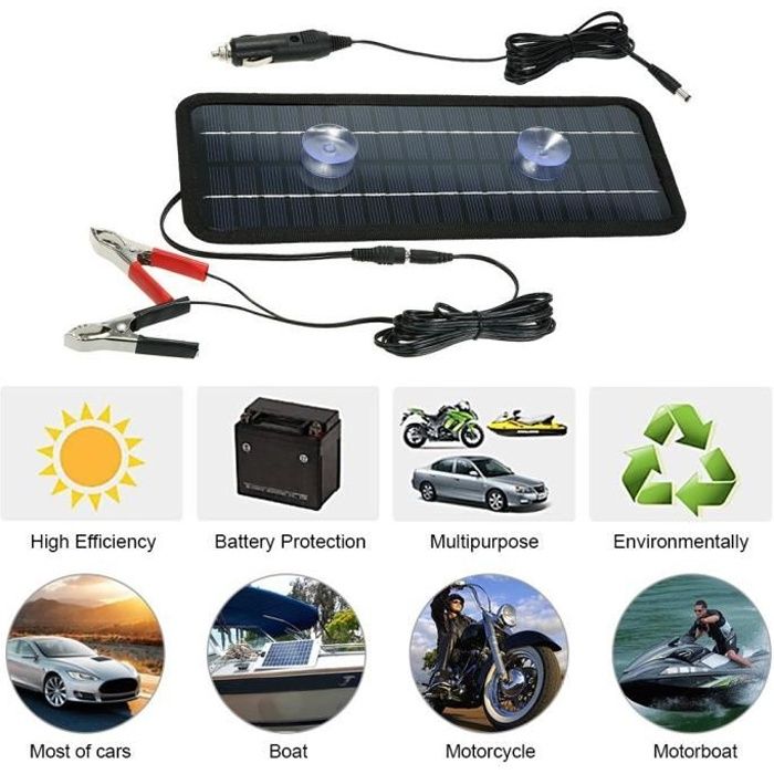 véhicule marin Chargeur de batterie solaire 12 V 20 W avec panneau solaire pour voiture avec contrôleur et port USB portable pour camping-car bateau etc. 