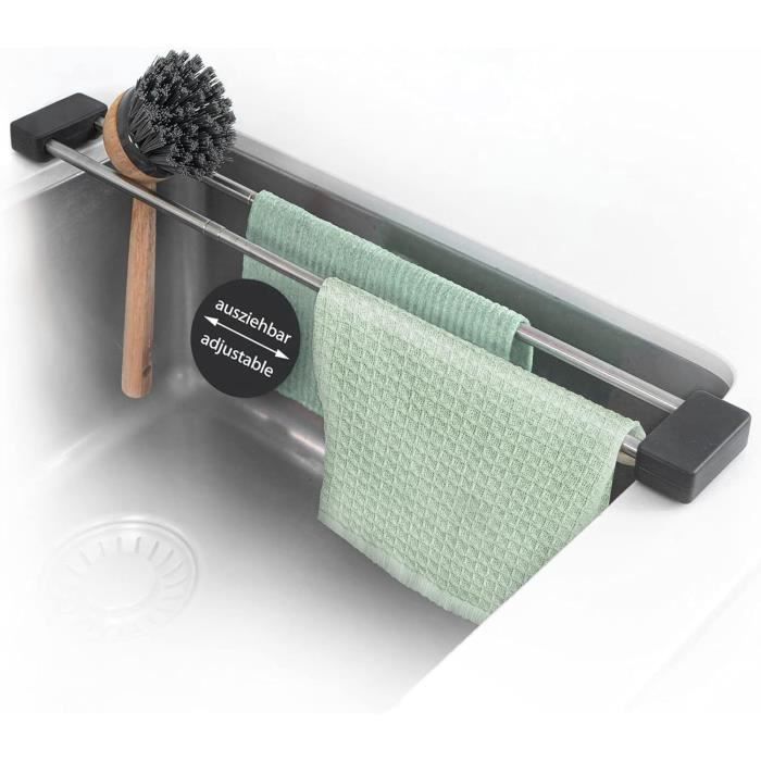 Ytseazn-Drip.Line Support Pour Torchons D'Évier Et De Chiffons Organiseur D Evier Porte Eponge Porte Torchons Egouttoir Porte Ustensiles Gris