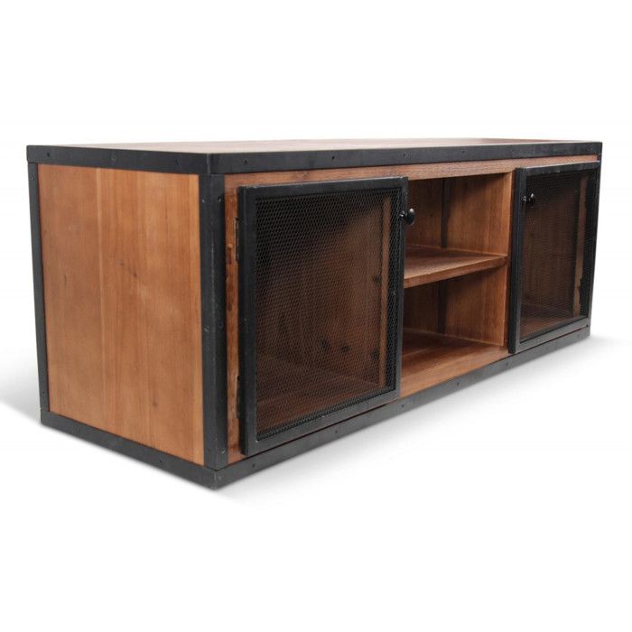 Meuble TV Bois Marron 135.5x45.5x50cm - Marron - Décoration dAutrefois Meuble TV Bois Marron 135.5x45.5x50cm - Marron - Décoration dAutrefois
