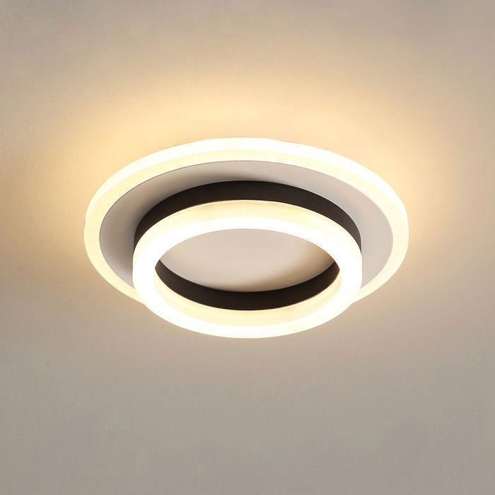 DORLINK Plafonnier LED Rond Design Moderne 24W 3000K - Lumière Blanche Chaude pour Chambre Salon Cuisine - Blanc et Noir