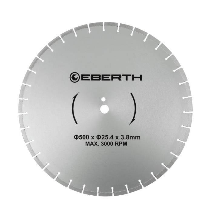 EBERTH TC3-D500 Disque à tronçonner en diamant (diamètre 500 mm, alésage  25,4 mm, épaisseur de lame 3,8 mm, régime max. 3000 tr-min) - Cdiscount  Bricolage