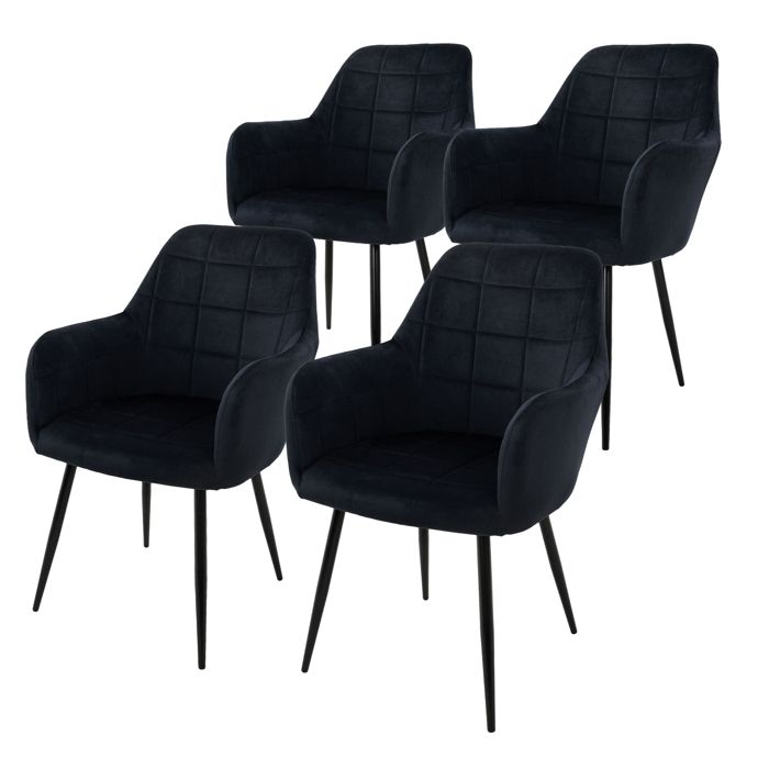 ECD Germany Lot de 4 Chaises de Salle à Manger Cuisine Salon Séjour - Noir - Assise Siège Rembourrée en Velours Structure en Métal ECD Germany Lot de 4 Chaises de Salle à Manger Cuisine Salon Séjour - Noir - Assise Siège Rembourrée en Velours Structure en Métal