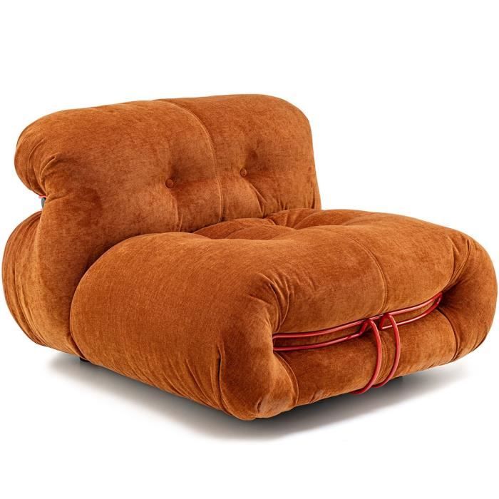 canapé relax clic-clac design cercle en acier chromé fixation sofa de relaxation mousse de polyuréthane canapé orange - furgle