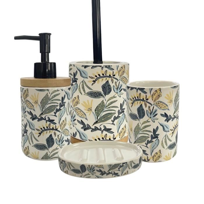 Set salle de bain végétal 4 pièces céramique