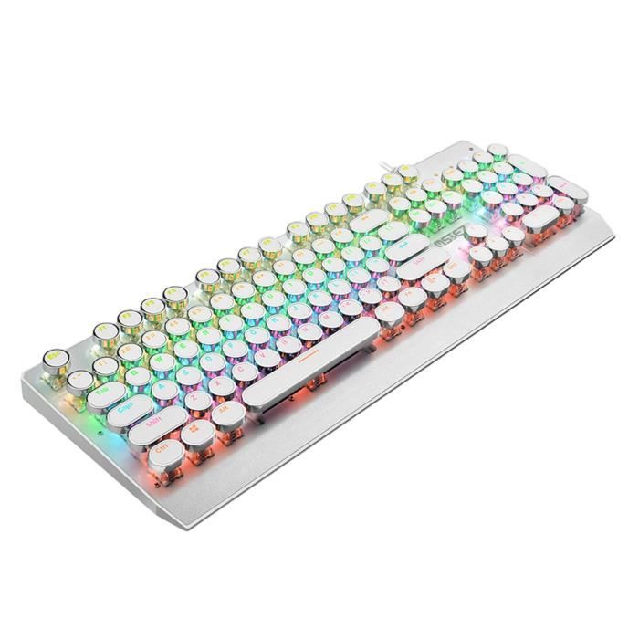 Clavier machine crire axe bleu 104 touches capuchon rond blanc