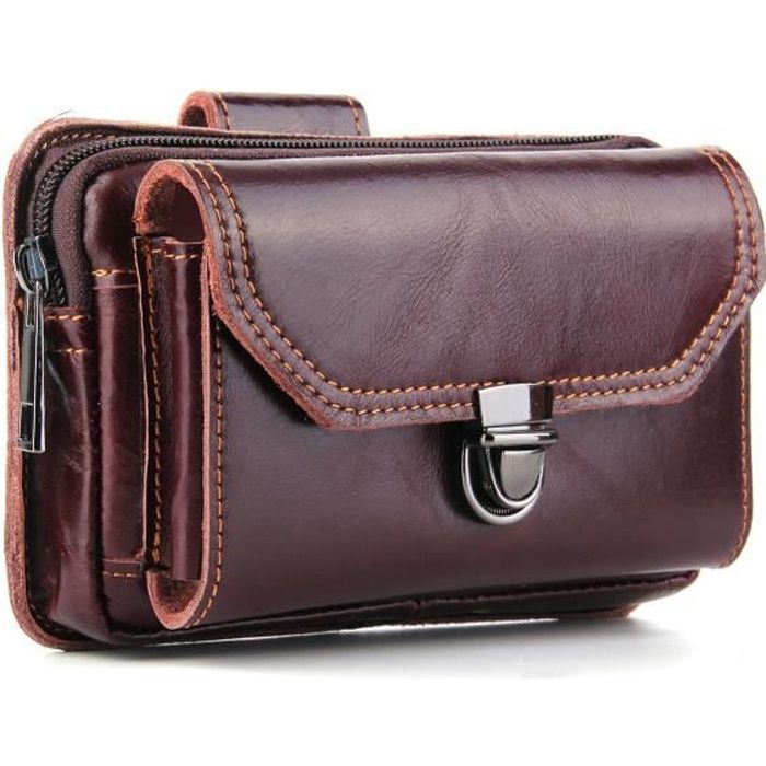 Luxe R tro Cuir Sacoche Ceinture tui de Ceinture Housse Pochette