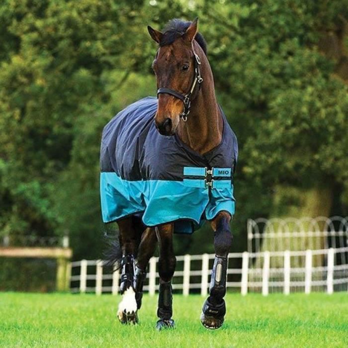 Comparer les prix de Couverture d'extérieur pour cheval Horseware Mio Turnout 200g - black/turquoise - 6'0"/130 cm