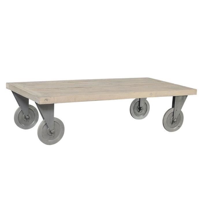 Table Basse A Roulettes Longueur 130 X Largeur 70cm Metal Plateau