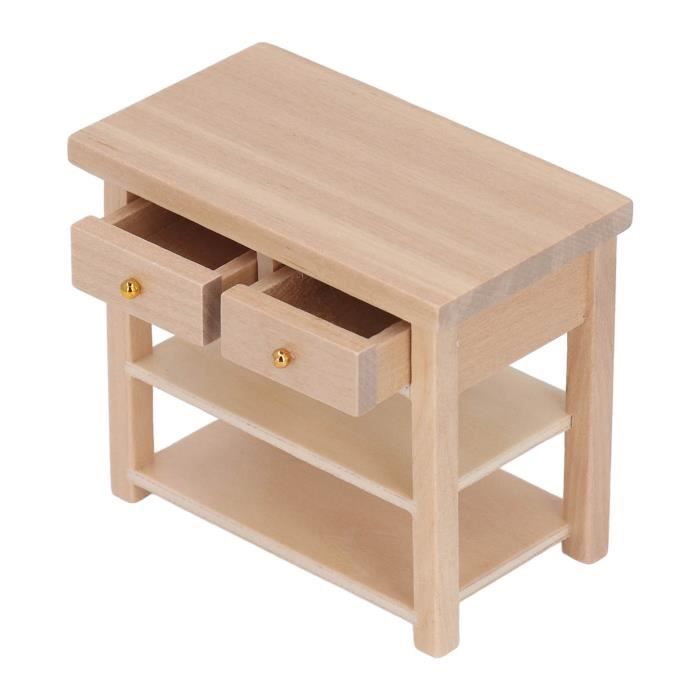 Aumotop Buffet en Bois pour Maison de Poupée, Armoire Miniature à L'échelle 1/12, avec Portes Ouvrantes pour Le Rangement de Petits Objets, 10x5x13,7