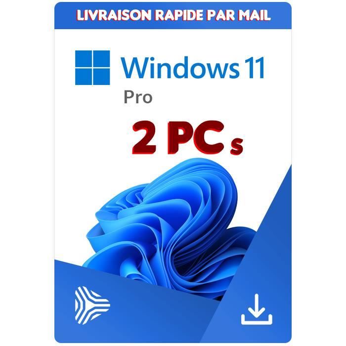 WINDOWS 11 PRO 2 PC – En Téléchargement – Envoi RAPIDE par MAIL – Facture Automatique !