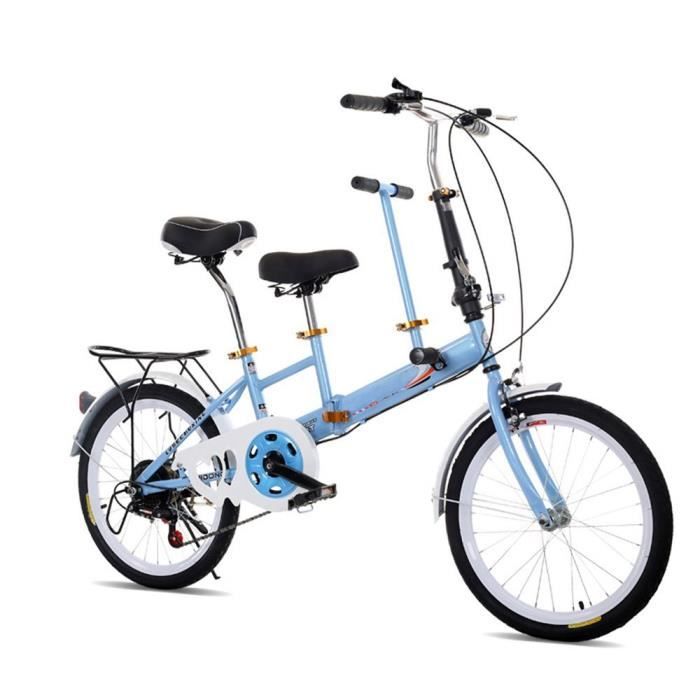 20'' Vélo Bicyclette Pliable Vélo 2 sièges Bicycle 7 Vitesses pour Parents  et Enfants - Cdiscount Sport