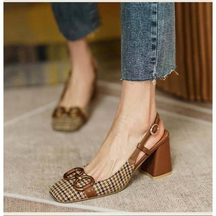 Chaussures à talons grossiers à tête carrée retro discothèque sexy  chaussures simples minces femmes - Achat / Vente Chaussures à talons  grossie pas cher - Cdiscount