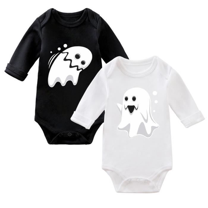 Générique Body bébé Fille Halloween Chauve-Souris Manches Longues Bandeau Tenue Douce Extensible Confortable Nourrissons Tout-Petits 1 à 18 Mois vêtement Enfant vêtement Fille (Black, 0-3 Months