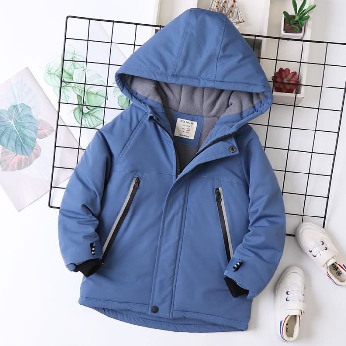Manteau D'Hiver Enfant Garçon - Parka Mi-Long Isolant, Coupe-Vent, Capuche Amovible - Pour Froid Et Neige - Tailles 5-6 Ans à 15-16 Ans