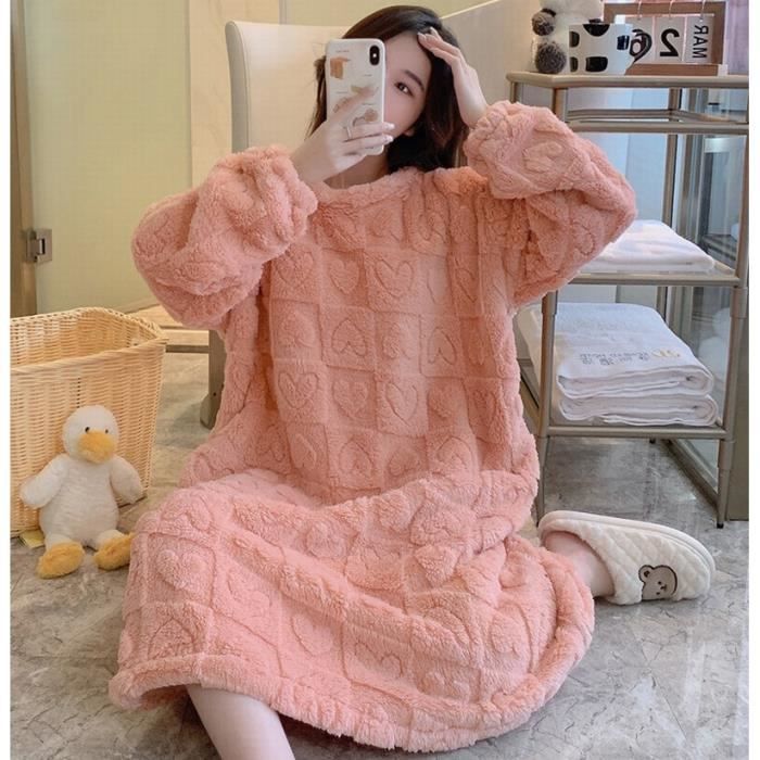 Pull en molleton femme VITATA Robe de pyjama longue en polaire Couleur Rose Vetements de maison Rose Cdiscount Pret a Porter