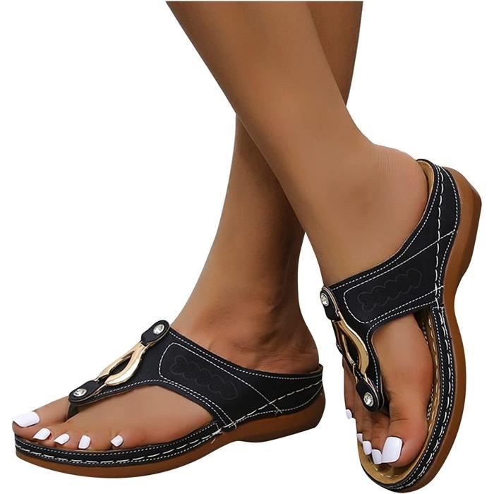 Sandales Hallux Valgus Femme Été Confortables - Tongs Orthopediques Plates Bout Ouvert - Soulagement Douleur