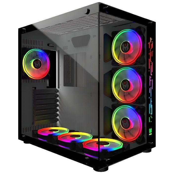MRED - Boîtier PC Gamer ATX - Blanc RGB Crystal Sea - Cdiscount