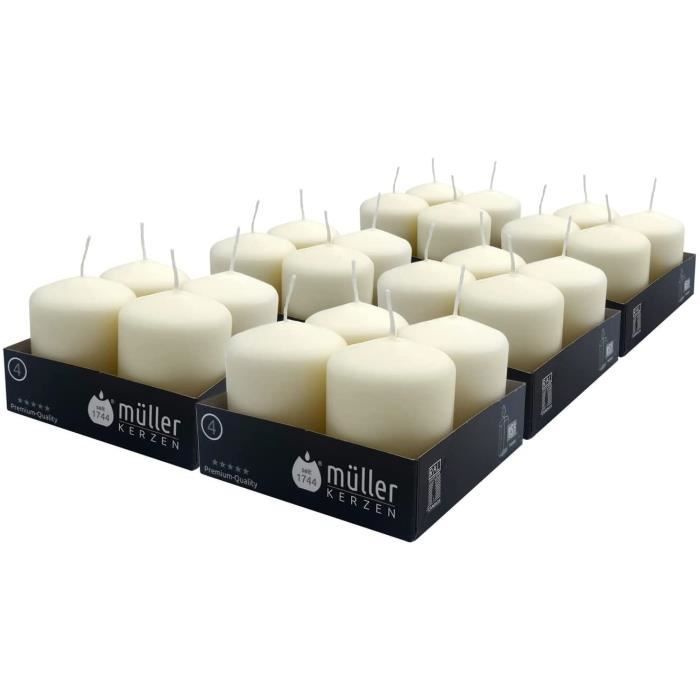 Lot De 12 Bougies Piliers Ivoire 15 X 5 Cm – Élégance & Longue Durée 37h – Qualité ECA