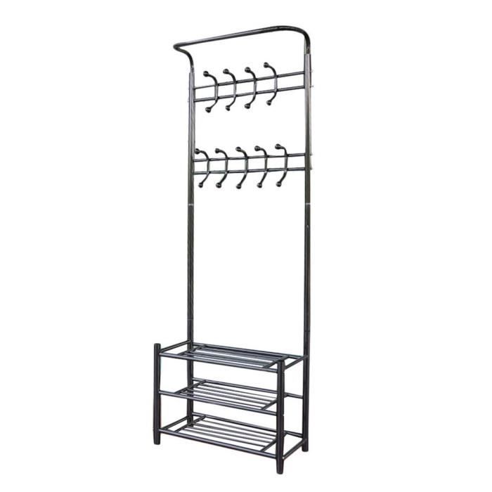 Grand Porte Manteaux Avec Banc A Chaussures Meuble D Entree Vestiaire Etagere A Chaussures Armature En Fer Rigide Style Indust Achat Vente Porte Manteau Cdiscount