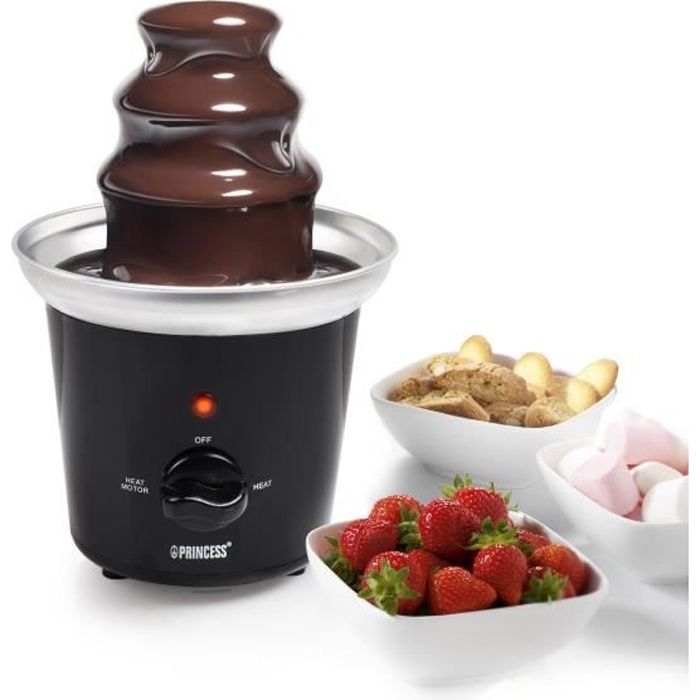 Fontaine à chocolat Princess - Noir - 32W - 3 positions réglables - Vis sans fin - Fonction maintien au chaud