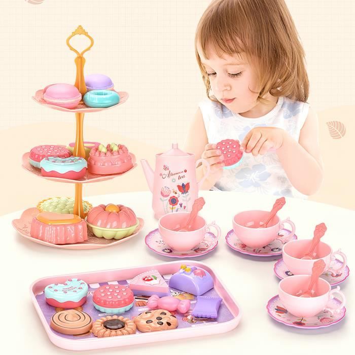 Service à thé jouet accessoires de cuisine pour enfants jeu de simulation nourriture pour tout-petits ensemble de fête pour filles