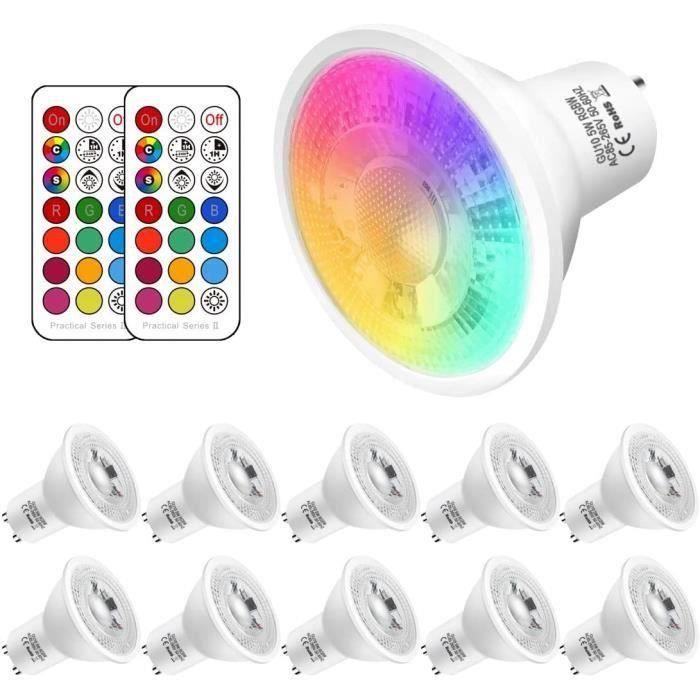 4 Ampoules GU10 + 1 Télécommande Mémoire 17 Couleurs - Kit LED Changeante - Neuf