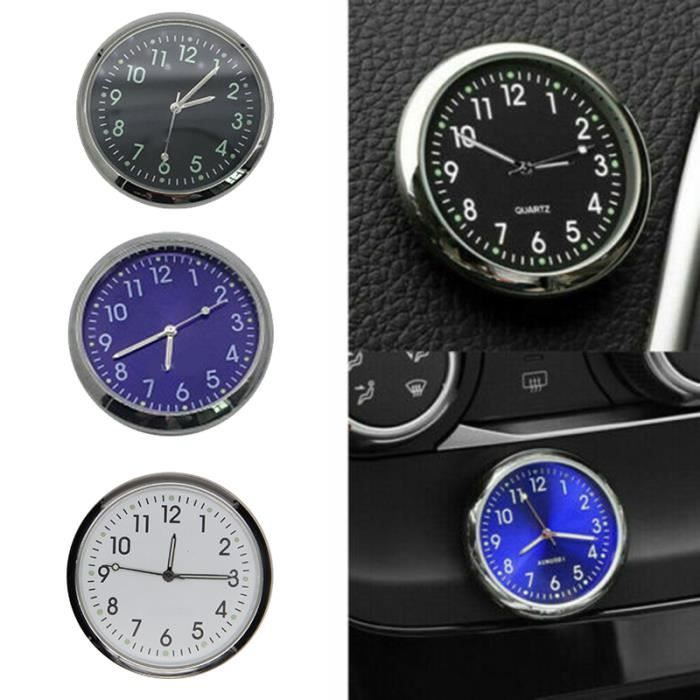 Horloge de tableau de bord de voiture Mini montre à cadran lumineux avec  petit ornement intérieur auto rond adhésif - Cdiscount Maison