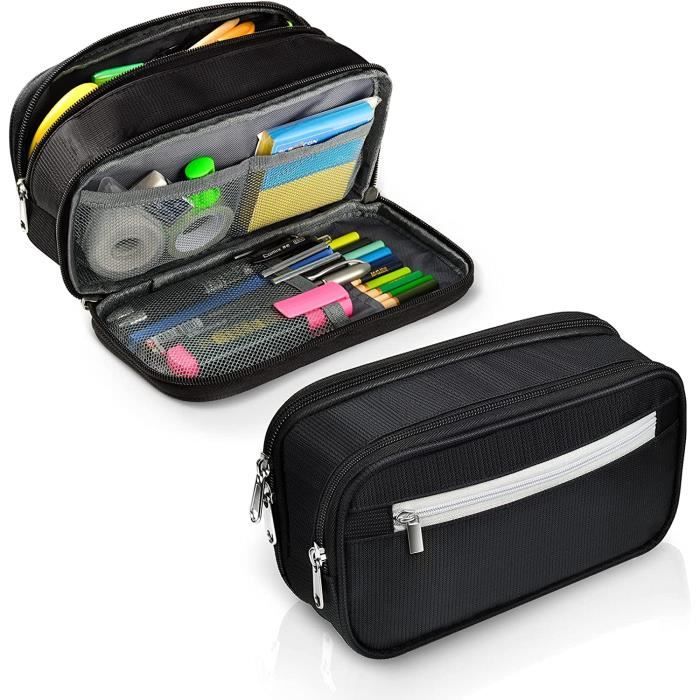 Trousse Scolaire Grande Capacité Rose Avec 4 Compartiments - 21.5x12.5x9.5cm | Pour école, Maquillage, Voyage
