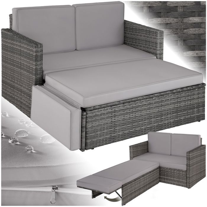 Tectake canap&eacute; de jardin corfou modulable - gris 403884