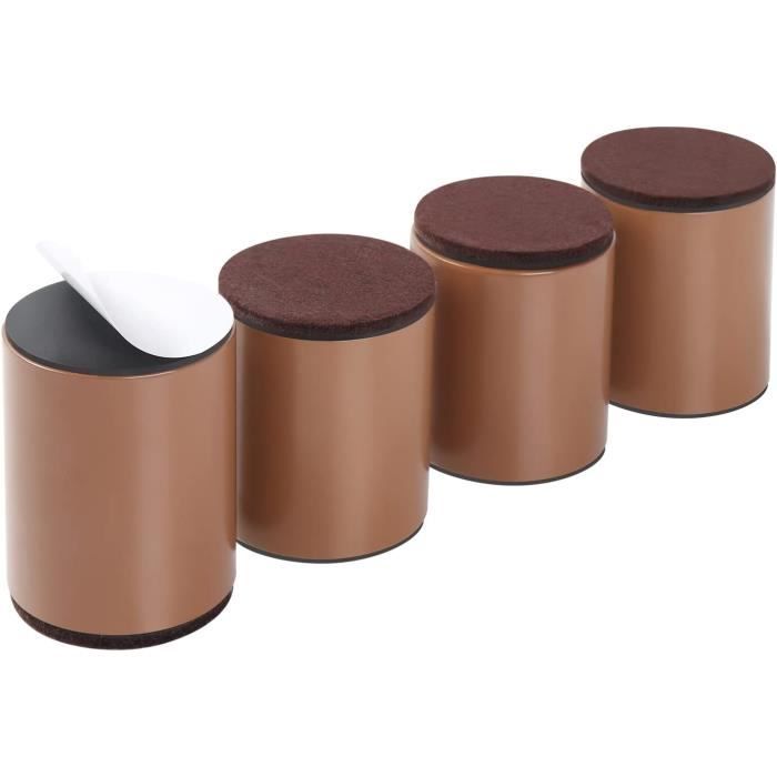 Rehausseurs De Meubles - Lot De 4 Pieds Ronds 5,3 Cm - En Acier Avec Dessus Caoutchouc Et Dessous Feutre - Noir