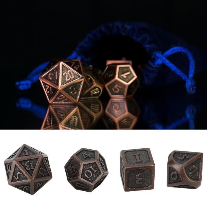 Lot de 7 dés de jeu polyédriques dorés en métal de luxe, dés de jeu RPG dorés 7 pièces, ensemble de d4 d6 d8 d10 d12 d20 d Lot de 7 dés de jeu polyédriques dorés en métal de luxe, dés de jeu RPG dorés 7 pièces, ensemble de d4 d6 d8 d10 d12 d20 d