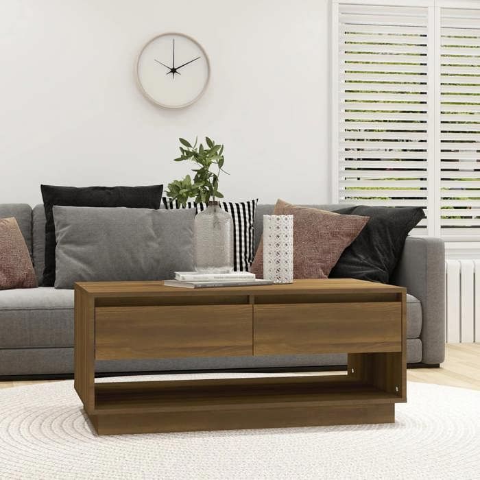 vidaXL Table basse Chêne marron 1025x55x44 cm Bois dingénierie 812980