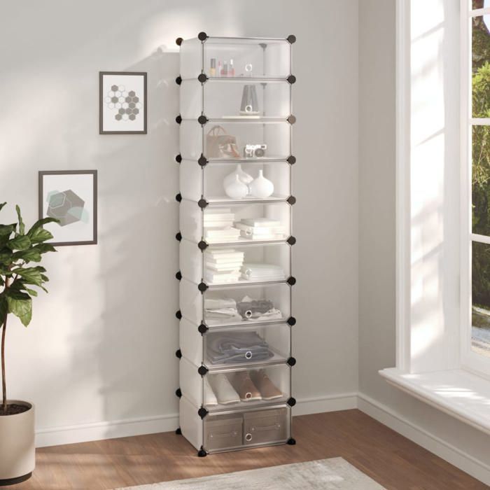 vidaXL Étagère à chaussures Transparent 44x32x174 cm PP 340561