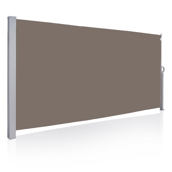 Paravent extérieur rétractable 350 x 180 cm(L x H), toile en polyester de 280 g/m², Gris anthracite, SONGMICS - Jardin