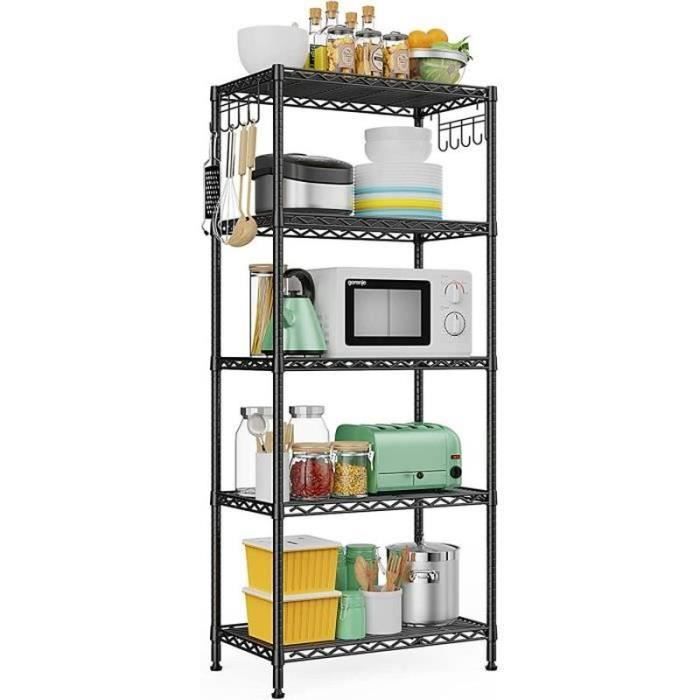 Étagère 6 Niveaux LEADZM Sur Roulettes - 60x35x185 Cm, Acier, Hauteur Réglable, Pieds Nivelables, Charge 90 Kg/étagère