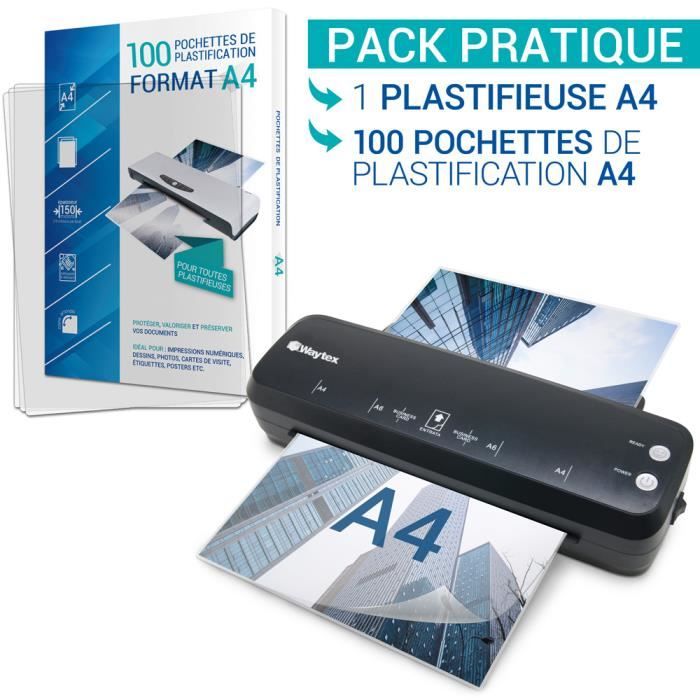 Plastifieuse A4 Rapide - Machine à Plastifier Chaud Et Froid Jusqu'à 250 Microns - Pour Bureau Ou Maison