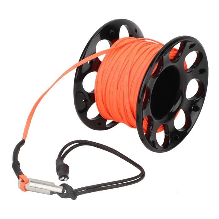Bobine De Plongée à Doigt 30 M - Ligne Orange Haute Visibilité, Clip Boulon Double Face Acier Inox, Pour Plongée, Apnée, Kayak