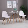 Lot de 6 chaises de salle à manger scandinave - Blanc - Pieds en hêtre - Taille 41 x 46 x 82 cm-1