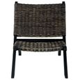 Chaise de relaxation - Style classique - Fauteuil Relax Noir Rotin naturel kubu et bois d'acajou-1
