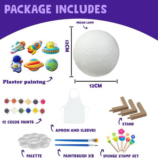 Kit Peinture Lampe Lune AGOVXTI – Veilleuse 3D Avec Licorne, 14 Cm, Cadeau Fille 6-10 Ans, Loisir Créatif