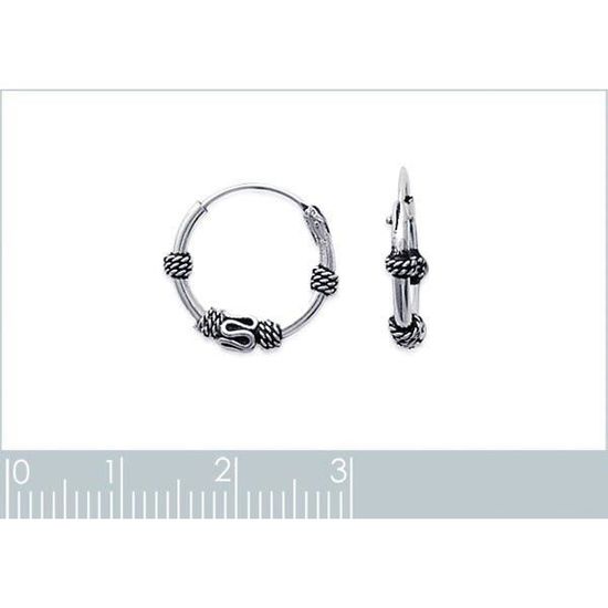 Boucles D'oreilles Créoles Bali En Argent 925/1000 - 1.6 Cm, Neuf Avec étiquettes