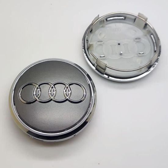 4x Cache Moyeu Jante Pour Audi Argente & Gris 77mm 4L0601170 Centre De Roue  Emblème