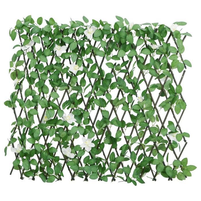 Panneaux De Treillis De Jardin Extensibles Avec Lierre Artificiel Et Fleurs - Écran De Confidentialité Pour Balcon, Terrasse Et Arrière-Cour