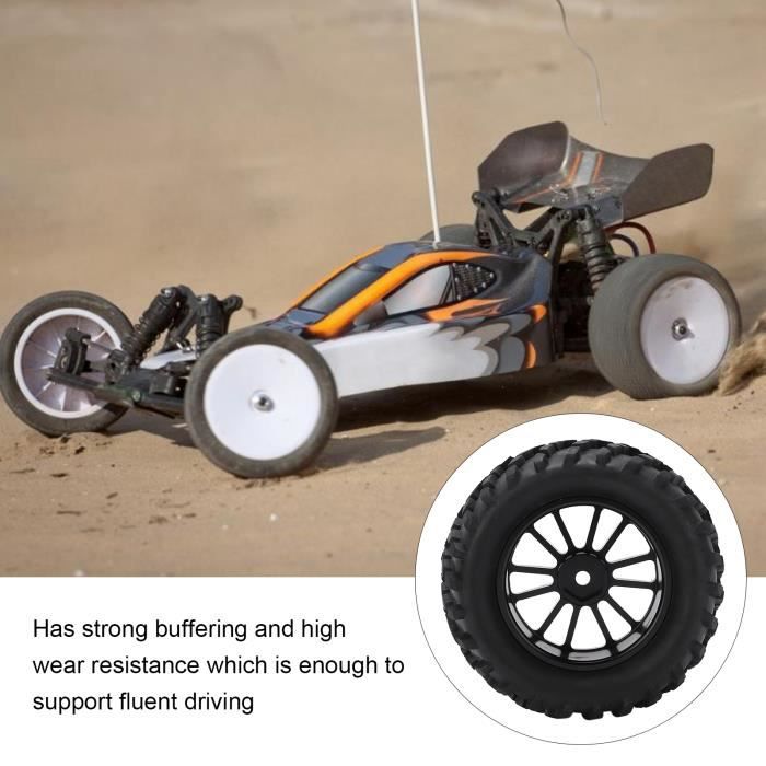 Jantes ABS Hexagonales Et Pneus en Caoutchouc Compatibles avec RC 1/8 sur Accessoire De Voiture RC De Course sur Route(Blanc