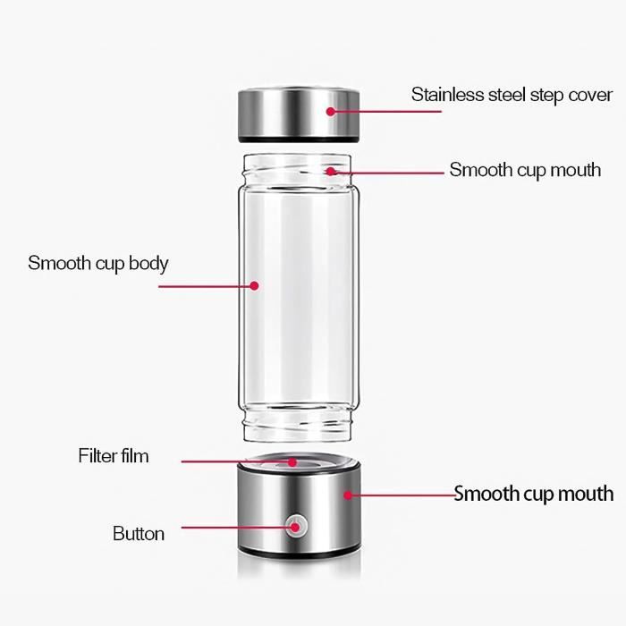 Ioniseur Eau Hydrogène 420 Ml Bouteille à Hydrogène ALTHY Avec Technologie SPE/PEM - Générateur D'eau Hydrogénée 420ml, Portable Bouteille Eau Hydrogène Générateur