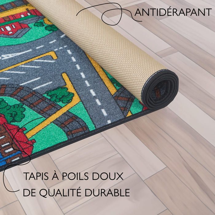 Tapis Pour Enfant Carpet City - 140x200 Cm, Couleur Crème, Motifs Ludiques Et Fil Scintillant, Doux Et Facile à Nettoyer