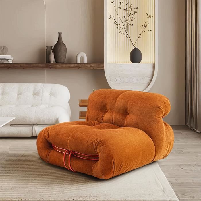Canapé Relax clic-clac Design Cercle en acier chromé Fixation Sofa de  relaxation Mousse de polyuréthane Canapé Orange - FURGLE - Cdiscount Maison