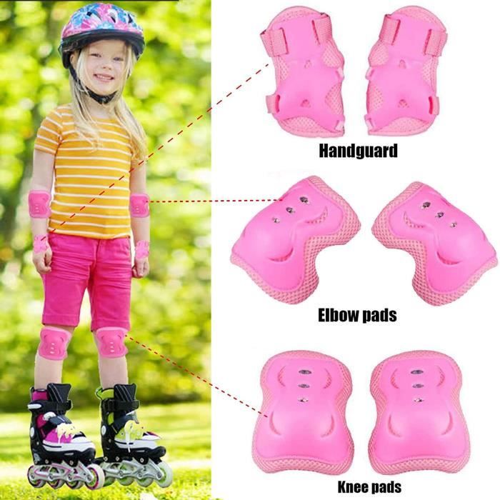 Ensemble Protections Enfant 6 En 1 : Genouillères, Coudières Et Protège-Poignets Pour Skate, Roller Et Patinage